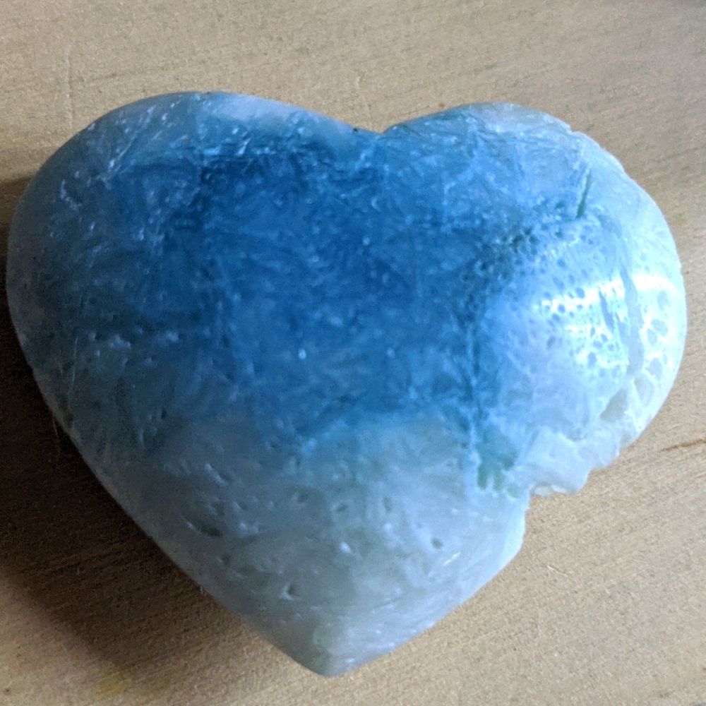 Blue Ice agate heart RARE Blue gem stone